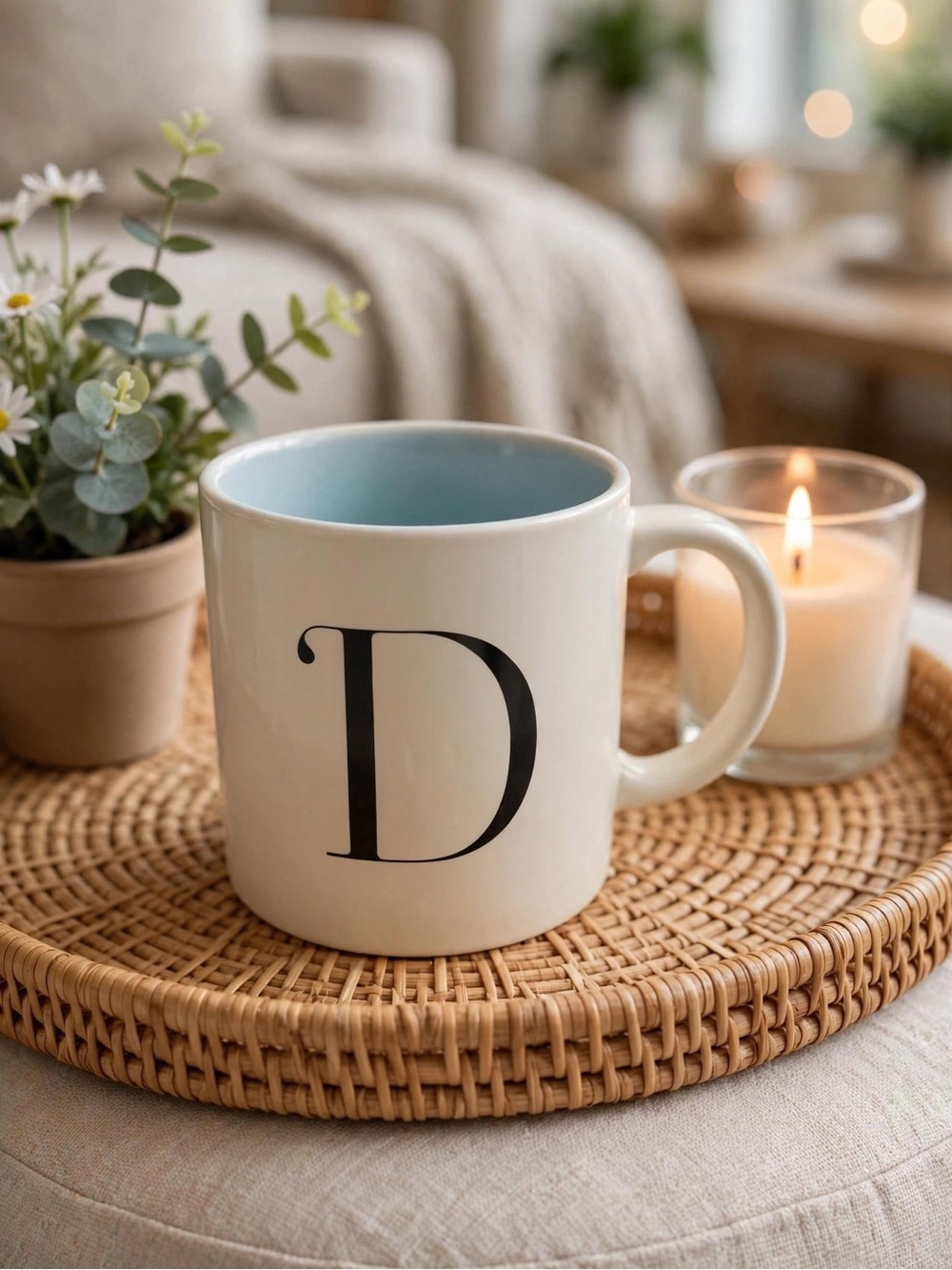 Indigo Monogram “D” Mug